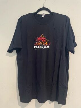 Pearl Jam  Short-Sleeve Band Tee with Red and Orange Flame Graphic